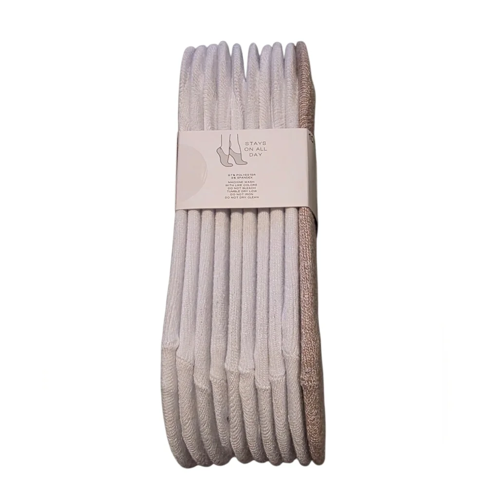 New Laundry by Design Beige Sneaker Liners - 10 Pack Sock Sz 9-11